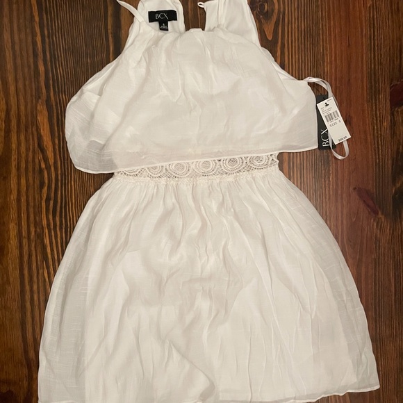 NWT BCX Mini Dress white crochet sleeveless S - Picture 2 of 6